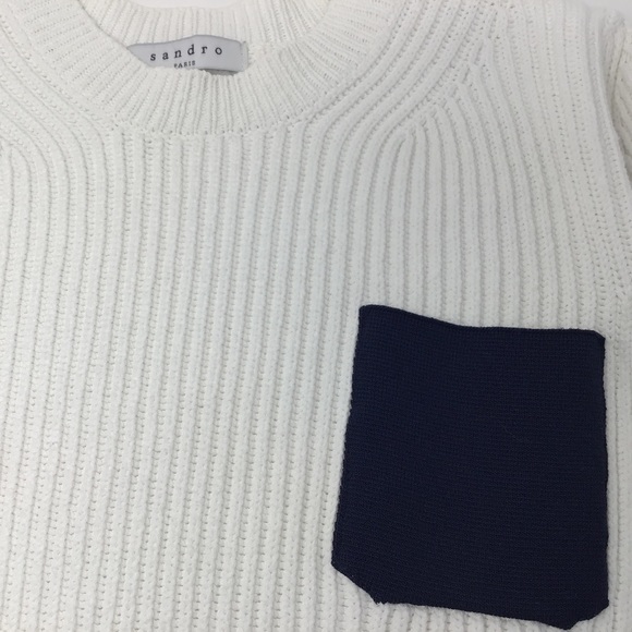 SANDRO ‘SHARLENE' CONTRAST POCKET COTTON SWEATER - Picture 10 of 11